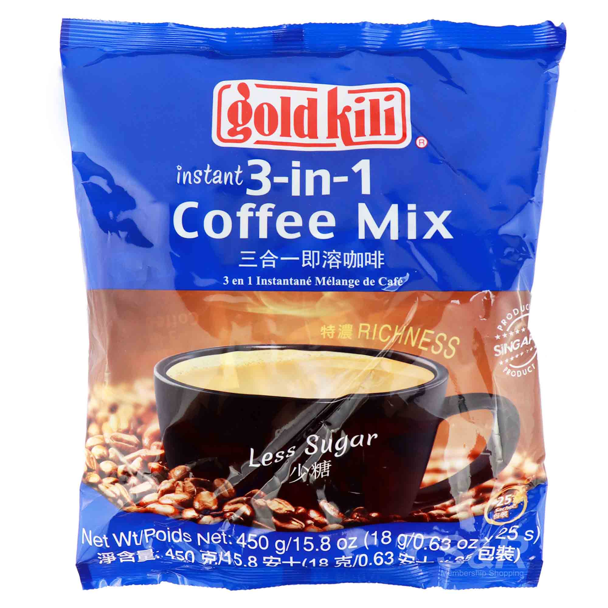 Gold Kili Instant 3in1 Less Sugar Coffee Mix 25 sachets
